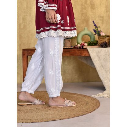 House of Chikankari Osmara Chikankari Rayon Afghani Pant
