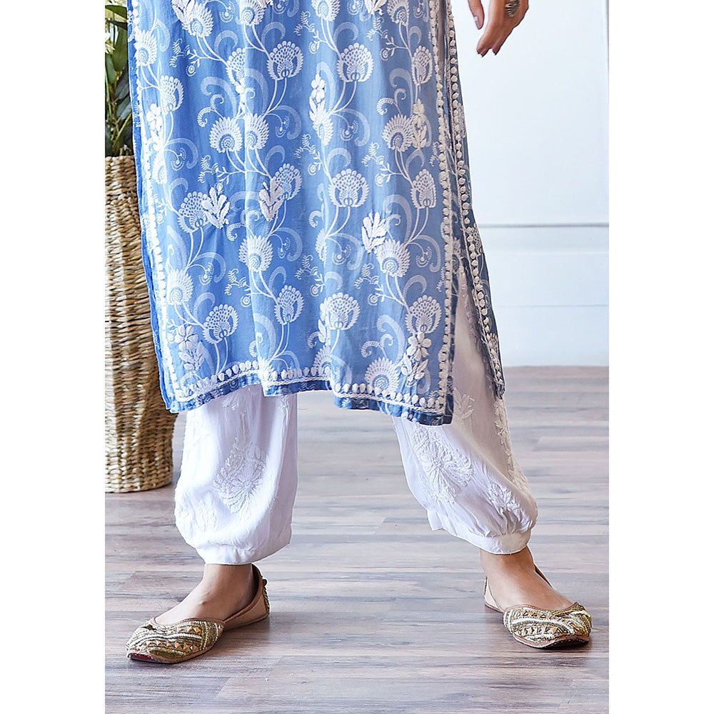 House of Chikankari Osmara Chikankari Rayon Afghani Pant