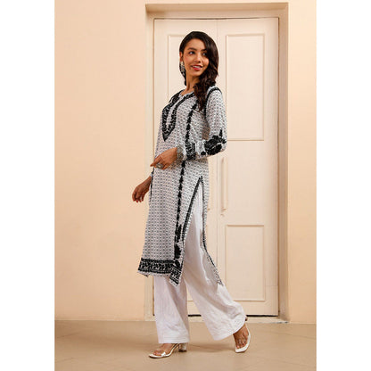 House of Chikankari Mulmul Chikankari Printed Women Kurta White