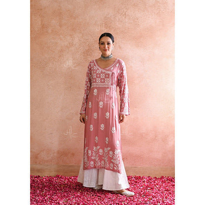 House of Chikankari Kashish Chikankari Pink Modal Straight Kurta