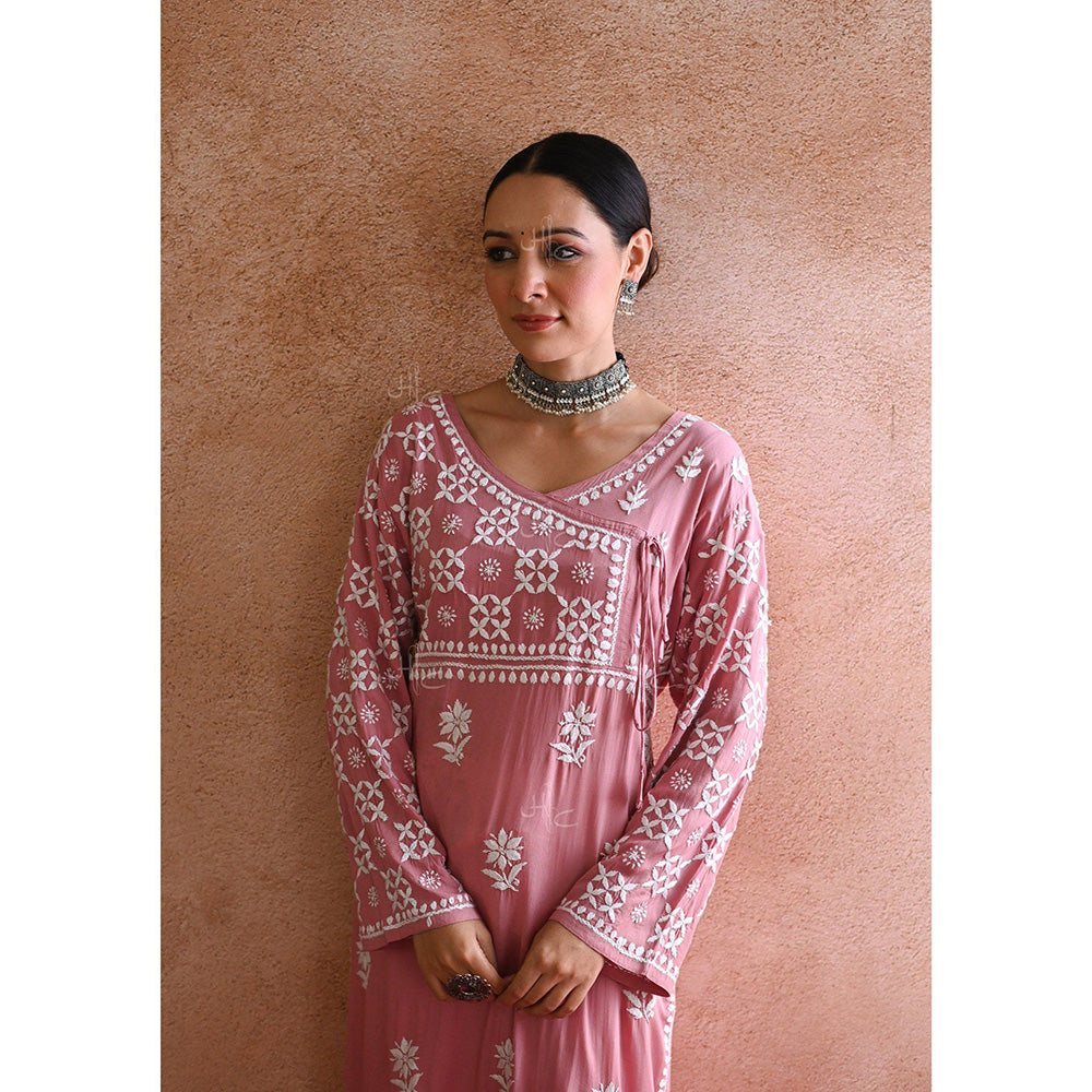 House of Chikankari Kashish Chikankari Pink Modal Straight Kurta