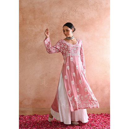 House of Chikankari Kashish Chikankari Pink Modal Straight Kurta