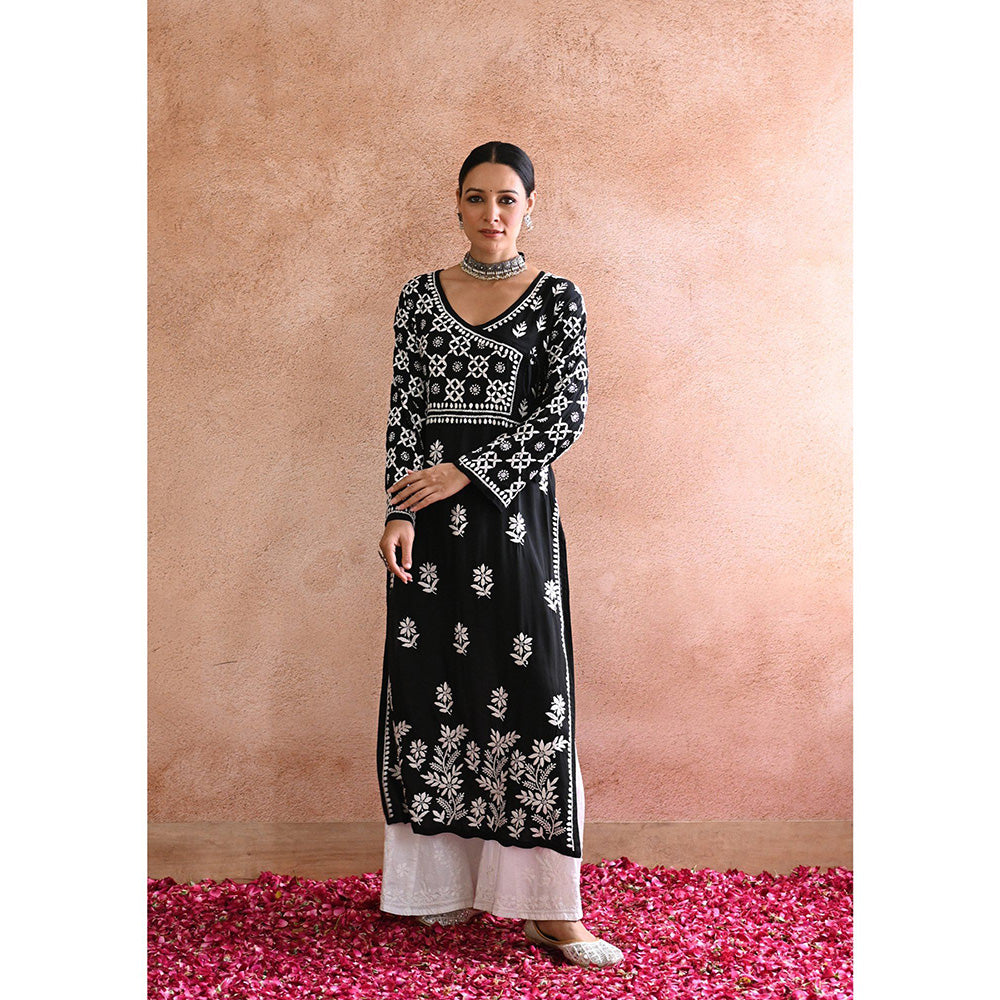 House of Chikankari Kashish Chikankari Black Modal Straight Kurta