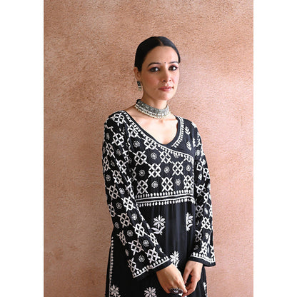 House of Chikankari Kashish Chikankari Black Modal Straight Kurta