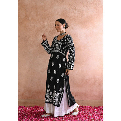House of Chikankari Kashish Chikankari Black Modal Straight Kurta