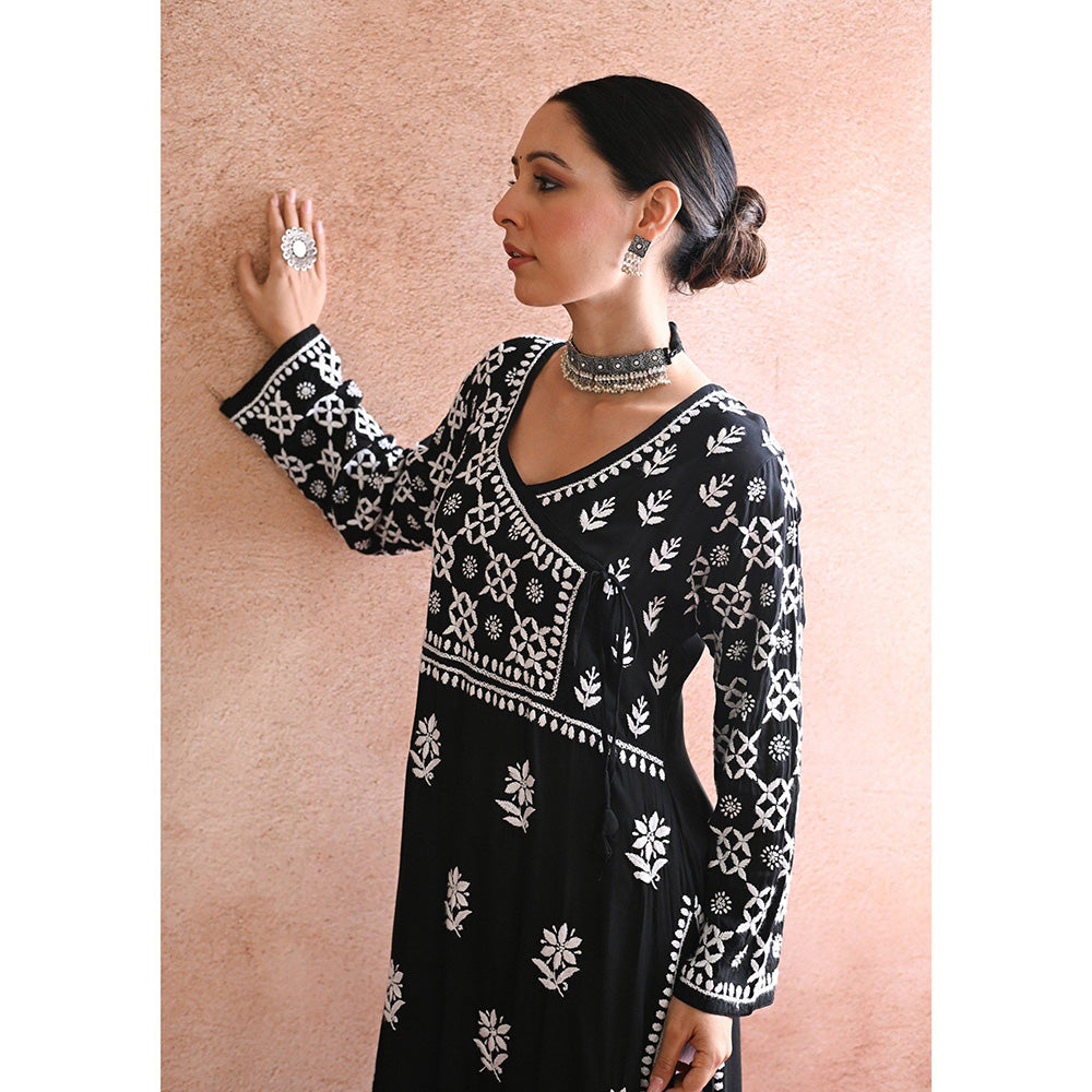 House of Chikankari Kashish Chikankari Black Modal Straight Kurta