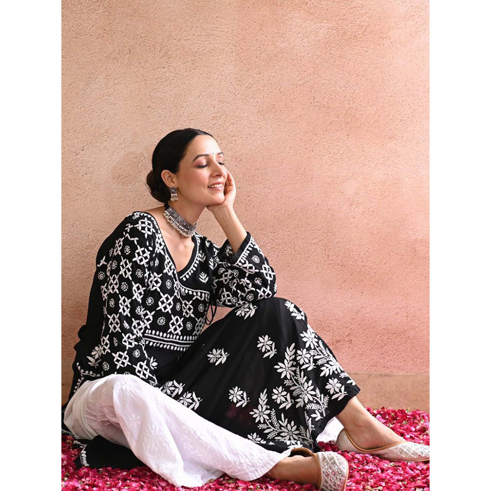 House of Chikankari Kashish Chikankari Black Modal Straight Kurta