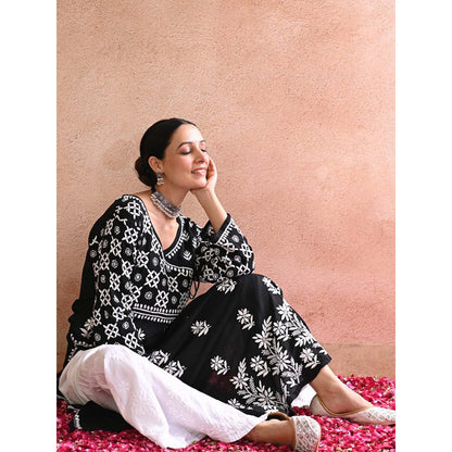 House of Chikankari Kashish Chikankari Black Modal Straight Kurta