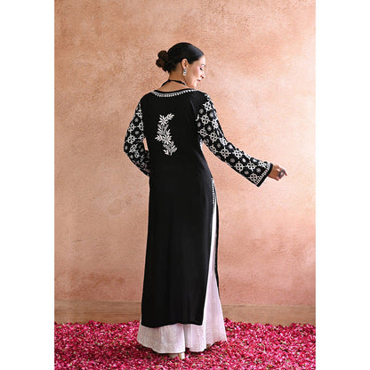 House of Chikankari Kashish Chikankari Black Modal Straight Kurta