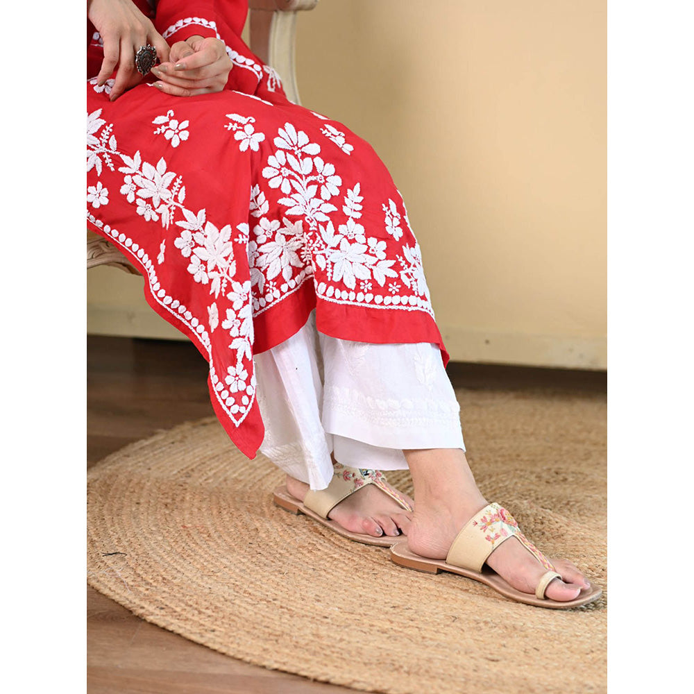 House of Chikankari Lehza Chikankari Cotton Wide Palazzo