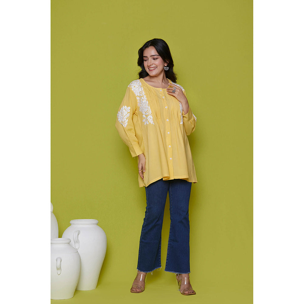 House of Chikankari Rayon Chikankari Womens Shirt-Yellow