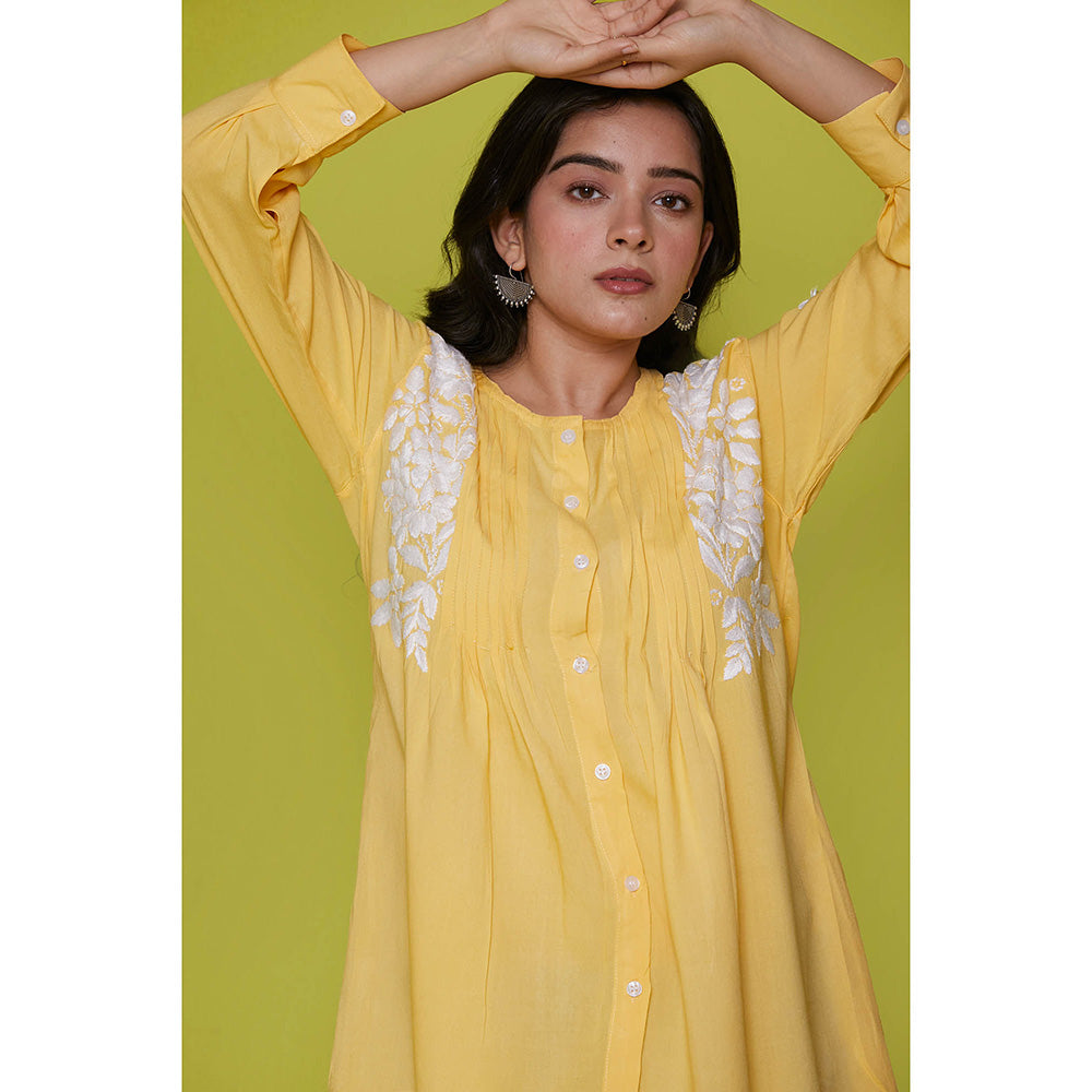 House of Chikankari Rayon Chikankari Womens Shirt-Yellow