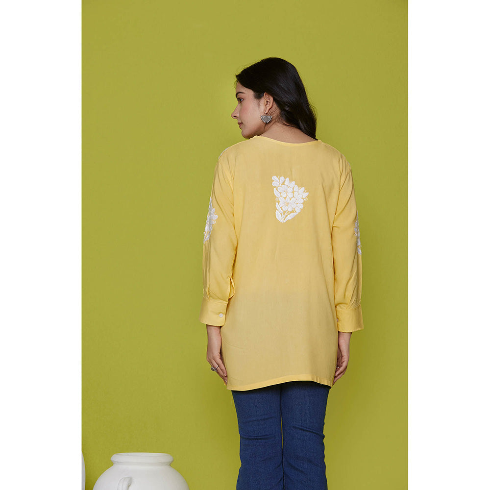 House of Chikankari Rayon Chikankari Womens Shirt-Yellow