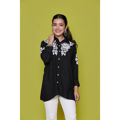 House of Chikankari Rayon Chikankari Womens Shirt-Black