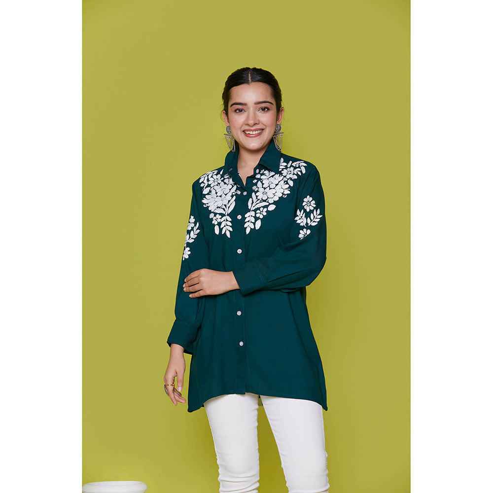 House of Chikankari Rayon Chikankari Womens Shirt-Green