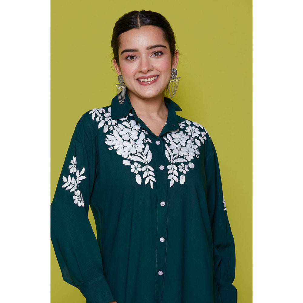 House of Chikankari Rayon Chikankari Womens Shirt-Green