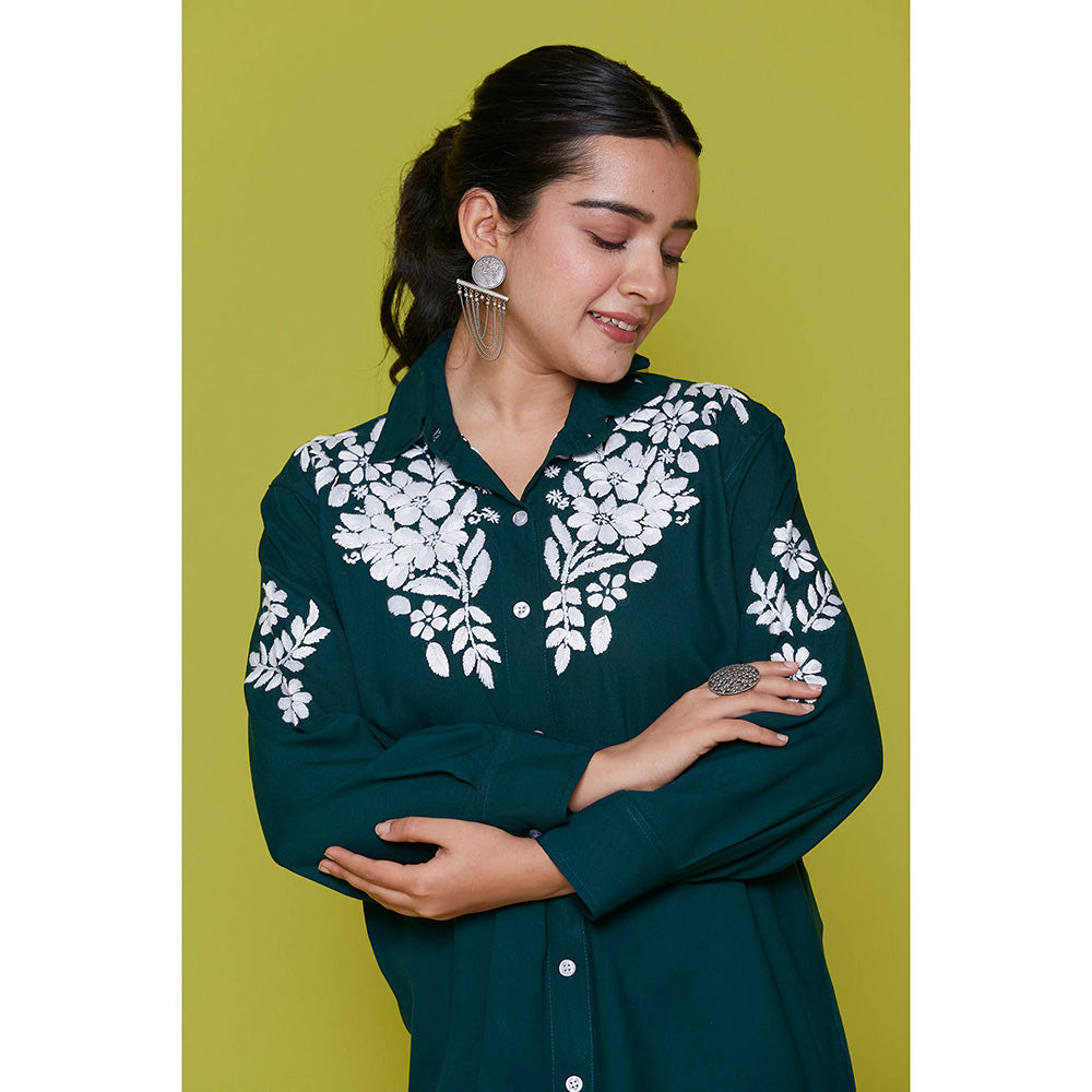 House of Chikankari Rayon Chikankari Womens Shirt-Green