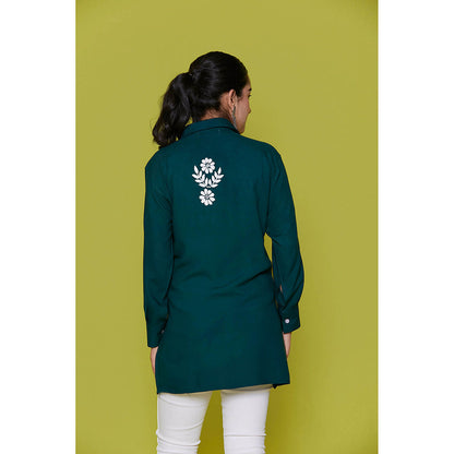 House of Chikankari Rayon Chikankari Womens Shirt-Green
