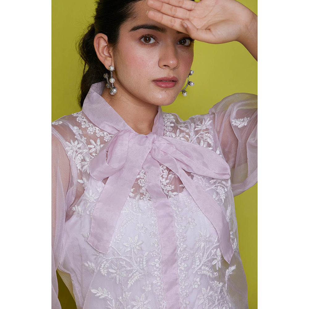 House of Chikankari Organza Chikankari Womens Shirt-Pink