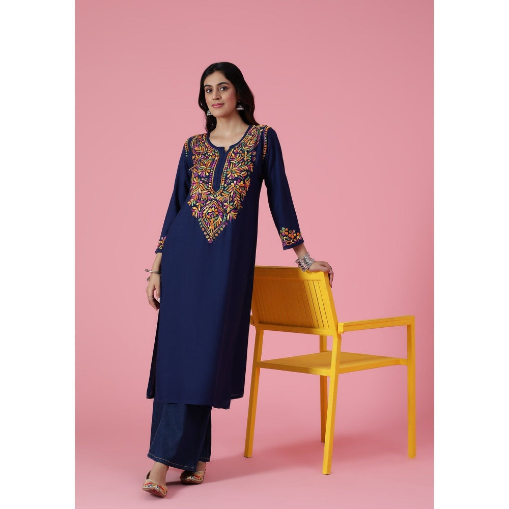 Chikankari Woven Long Kurta