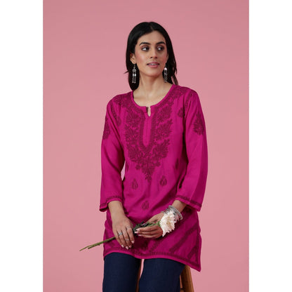 Chikankari Woven Short Kurta