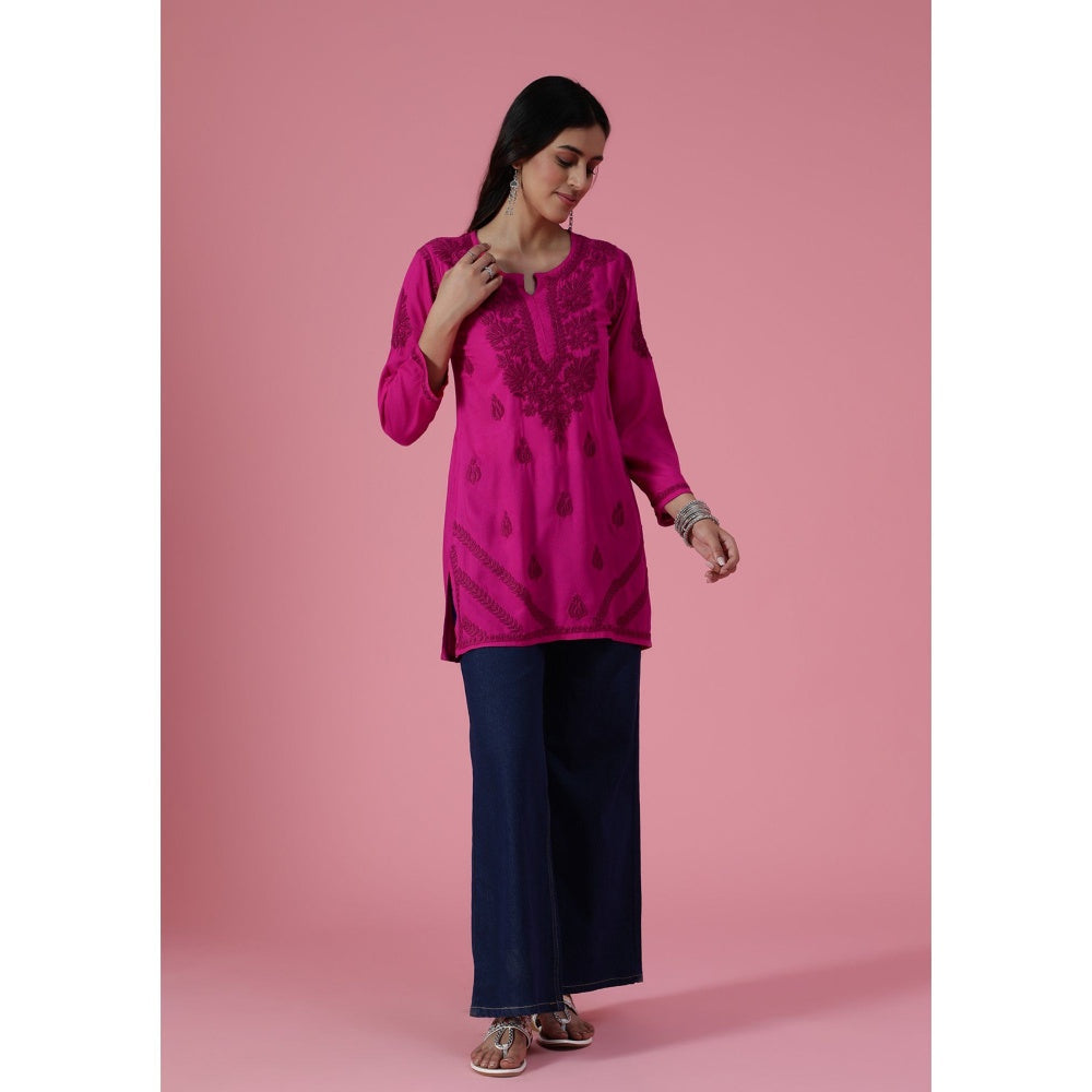 Chikankari Woven Short Kurta