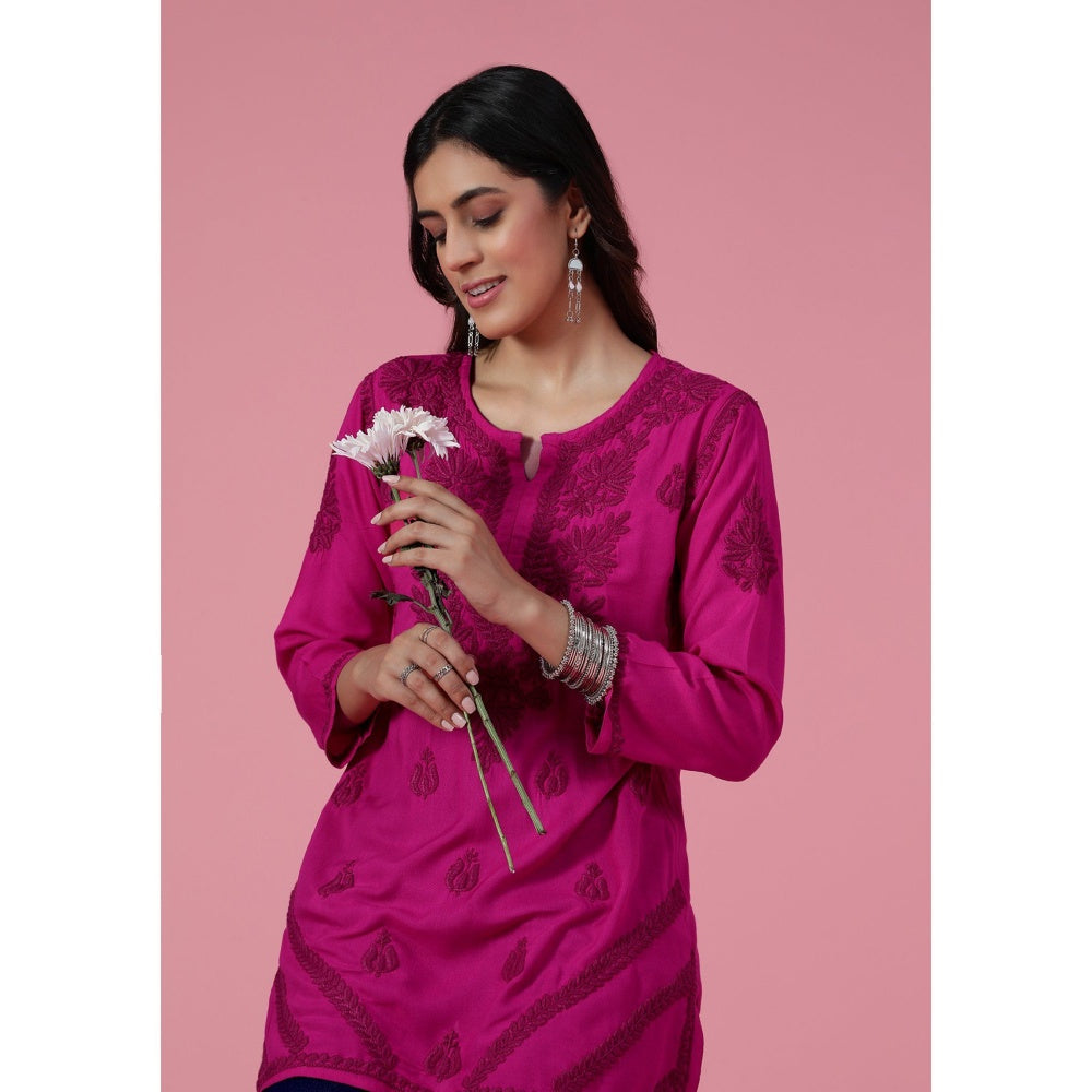 Chikankari Woven Short Kurta