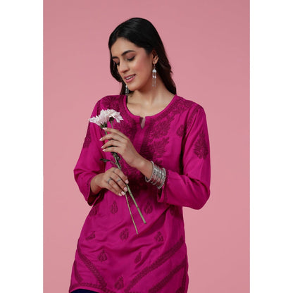 Chikankari Woven Short Kurta