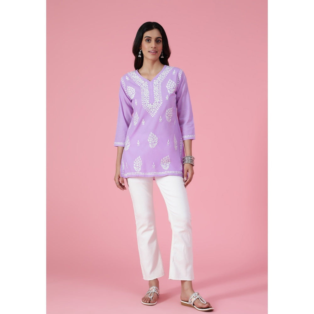 Chikankari Woven Short Kurta