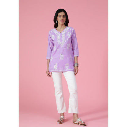 Chikankari Woven Short Kurta