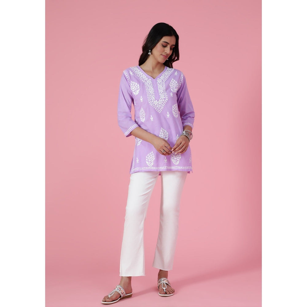 Chikankari Woven Short Kurta