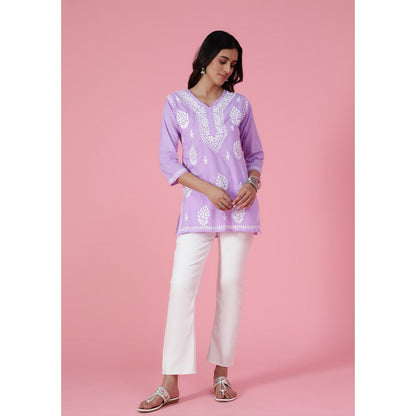 Chikankari Woven Short Kurta