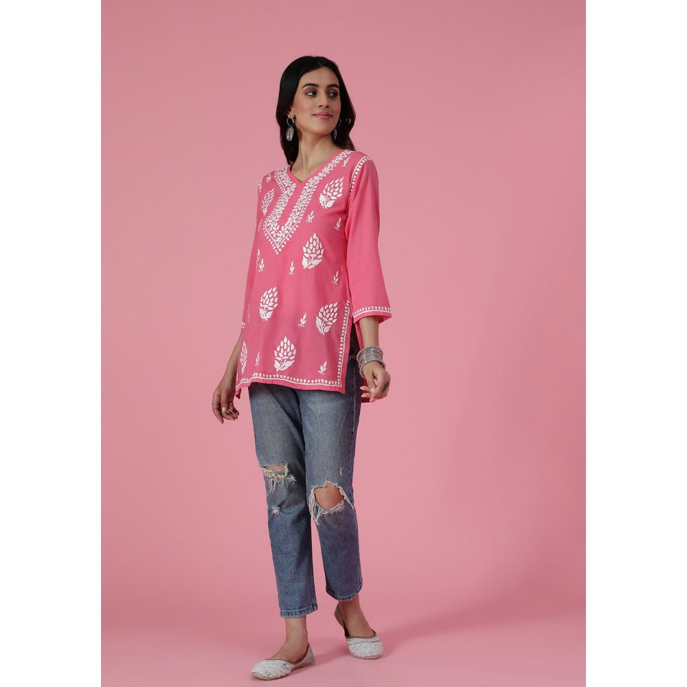 Chikankari Woven Short Kurta