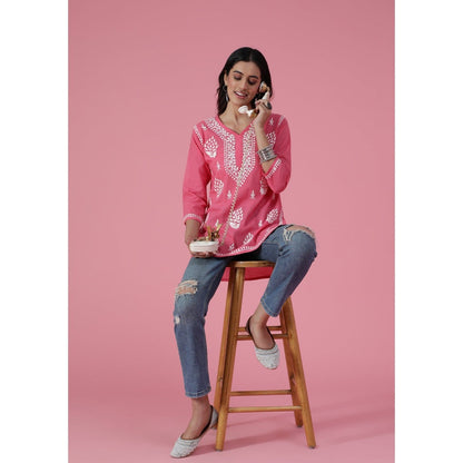 Chikankari Woven Short Kurta