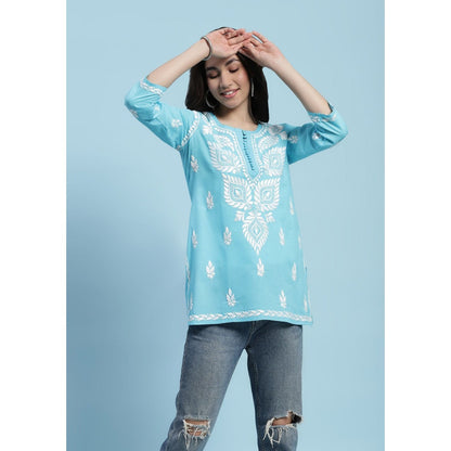 Chikankari Woven Short Kurta