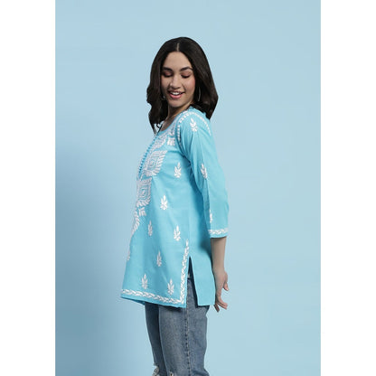 Chikankari Woven Short Kurta