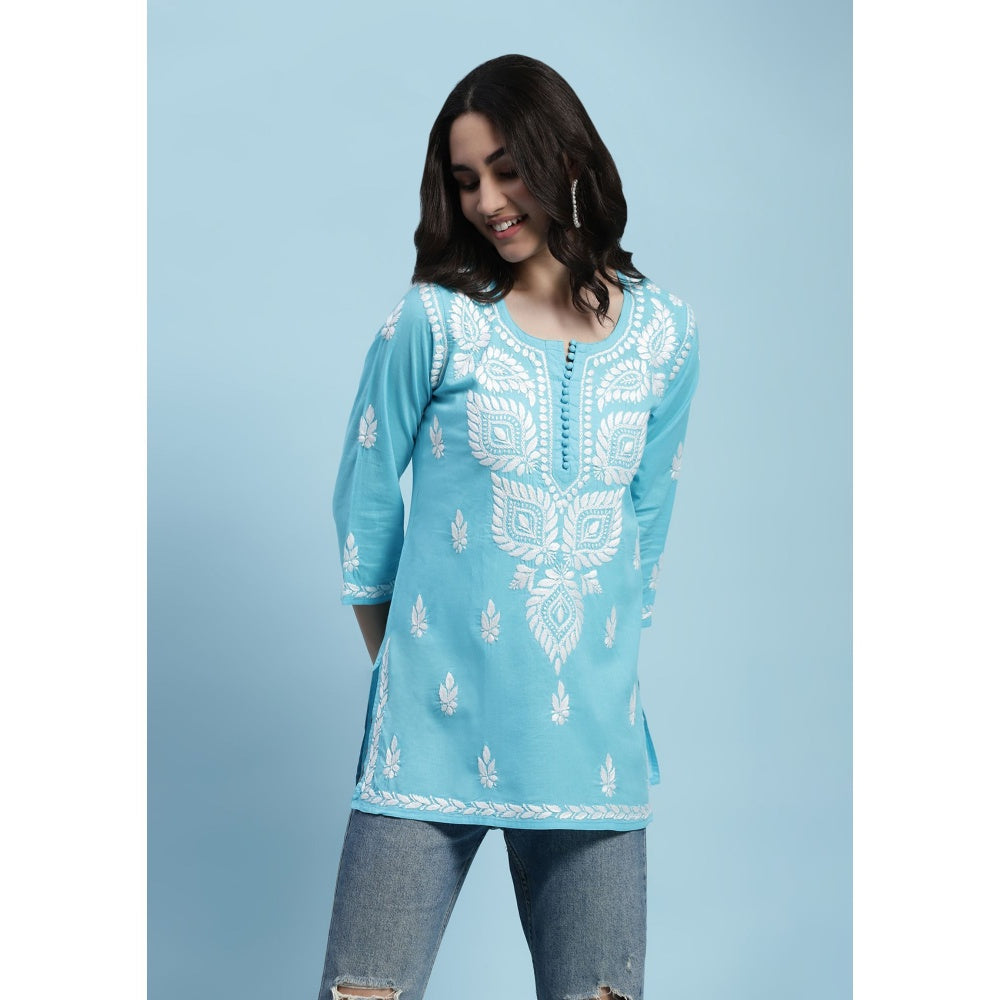 Chikankari Woven Short Kurta