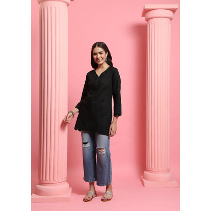 Chikankari Woven Short Kurta