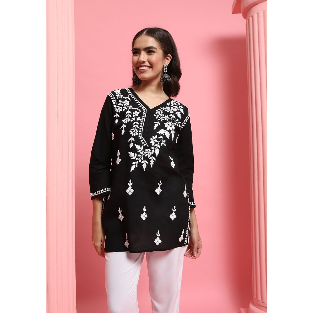Chikankari Woven Short Kurta