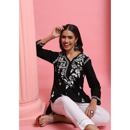 Chikankari Woven Short Kurta