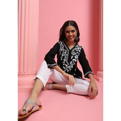 Chikankari Woven Short Kurta