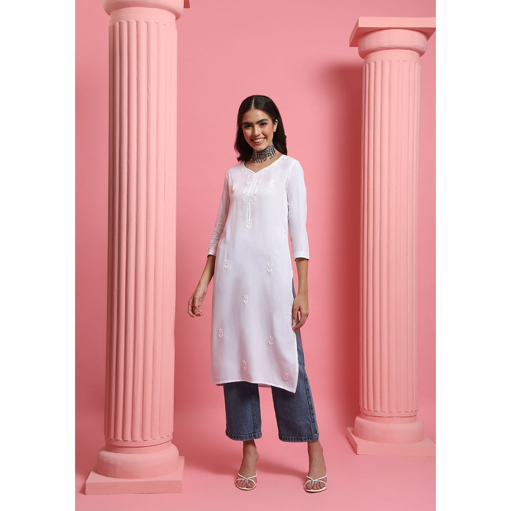Chikankari Woven Long Kurta