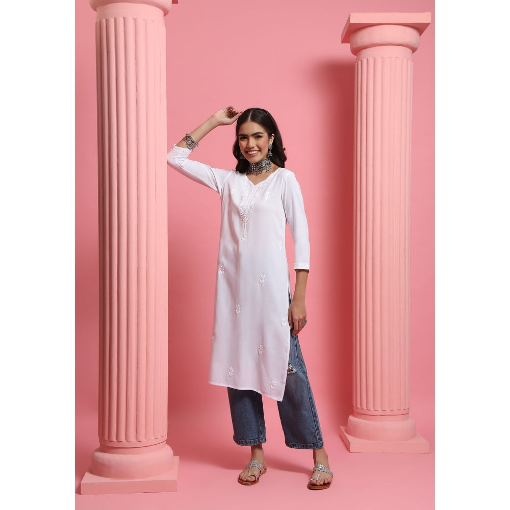 Chikankari Woven Long Kurta