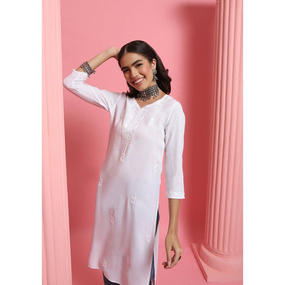 Chikankari Woven Long Kurta