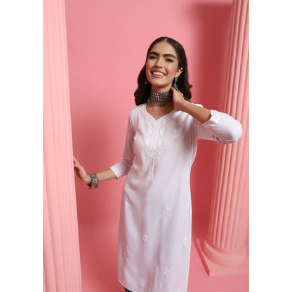 Chikankari Woven Long Kurta