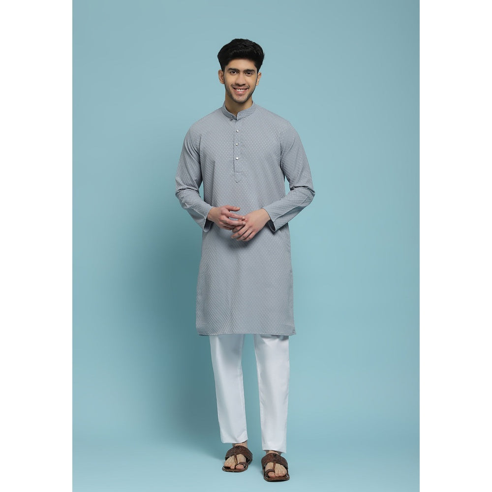 Solid Woven Long Kurta
