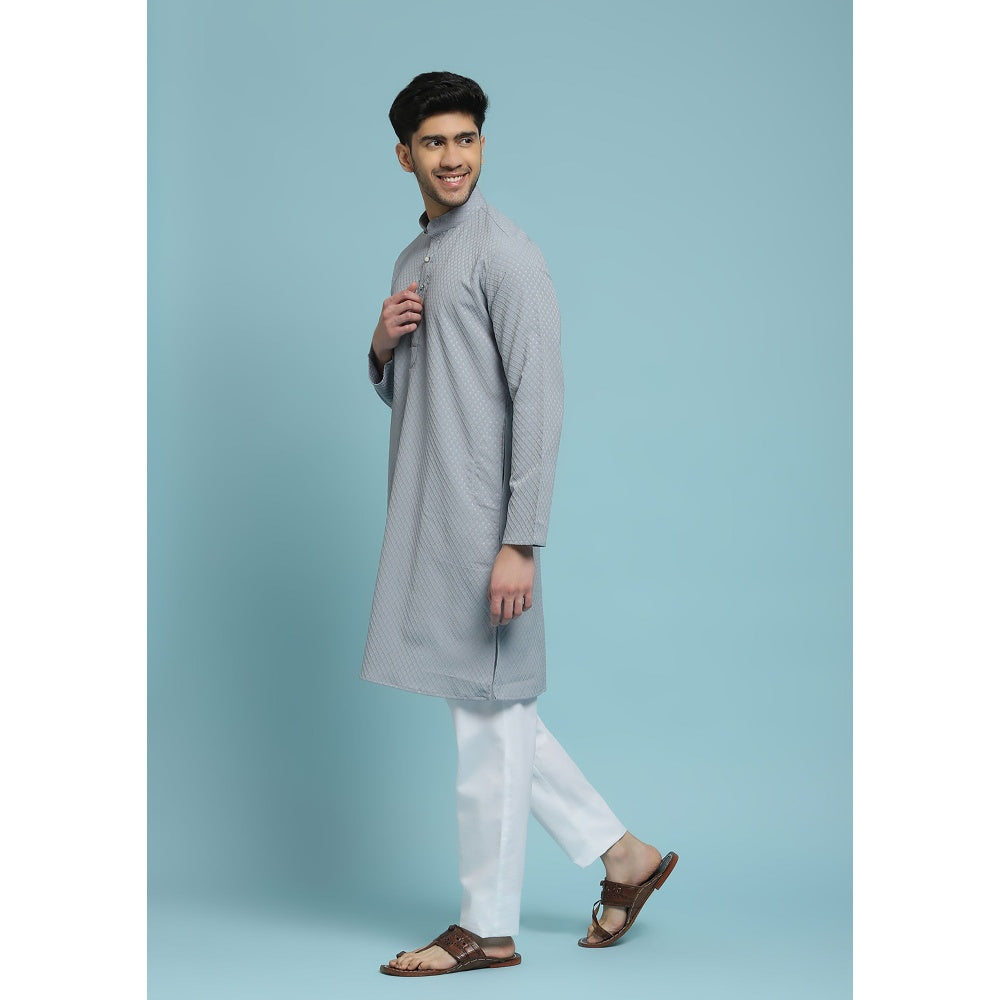 Solid Woven Long Kurta
