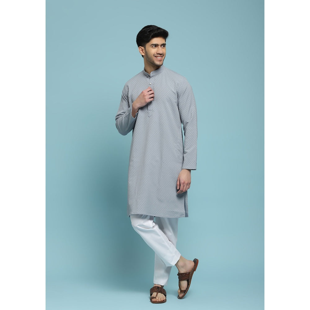 Solid Woven Long Kurta