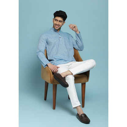 Solid Woven Short Kurta