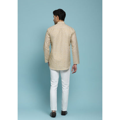 Solid Woven Short Kurta